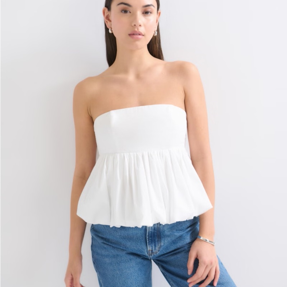 Abercrombie & Fitch White Strapless Top